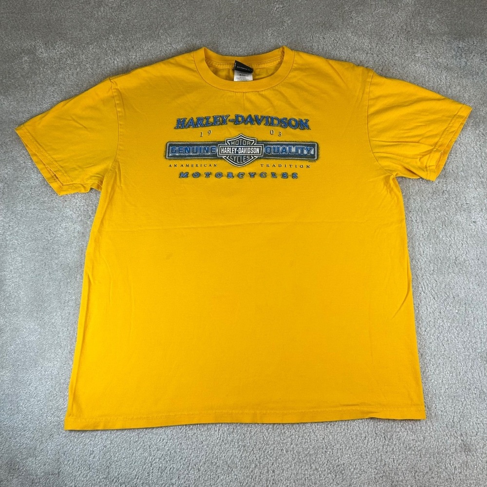 Vintage Y2K Harley-Davidson T-Shirt Men's XL Yellow Orlando Florida Graphic Tee